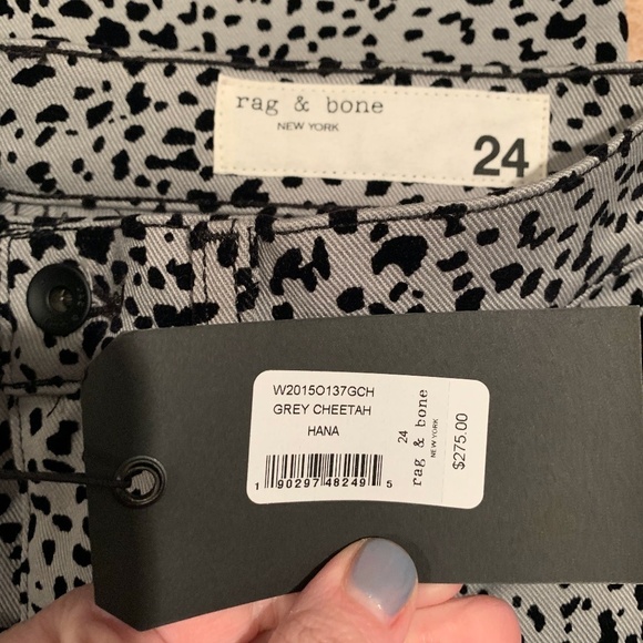 Rag & Bone Grey Cheetah Hana Cropped Jeans size 24 NWT - Picture 4 of 7